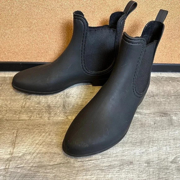 Jeffrey Campbell Black Chelsea Rain Boots Size 8 - Picture 1 of 6
